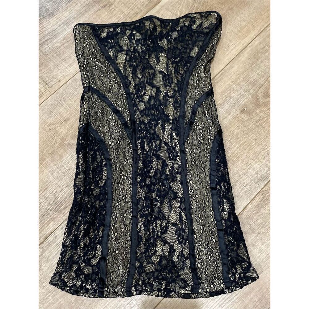 Women's Black Lace Strapless Bustier Top Size S Party/Cocktail